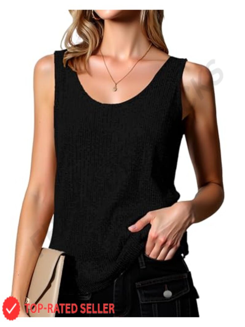 Sequin Tank Top Sleeveless Scoop Neck Sparkle Party Camisole